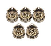 COOPHYA 5pcs Golden Dog Pattern Ornamental Bells Lightweight Brass Pet Collar Charms Retro Style for DIY Making and Daily Life Accessories