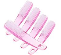 COOPHYA 5pcs Handle Grip Nail Brush Nail Duster Plastic Portable Practical Curved Pedicure Cleaning Tool for Manicure