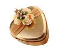 COOPHYA 5pcs Heart Shaped Tinplate Candy Boxes with Lid Golden Biscuit Cans for Storing Cookies and Small Crafts, for Celebration Occasions and Parties