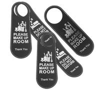 COOPHYA 5pcs Leather Double-sided Door Hanger Sign for Hotel Rooms - Do Not Disturb Please Make up Room Door Signs for Hotel Knobs