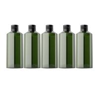 COOPHYA 5pcs Refillable Cosmetic Lotion Bottles 200ml Pet Leakproof Dispenser Bottles for Travel Use with Dark Green Shoulder and Black Aluminium Caps