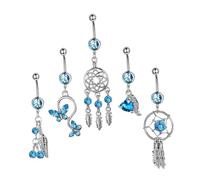COOPHYA 5Pcs Zircon Belly Rings Fashionable Body Piercing Jewelry for Women and Alloy Navel Decor Stylish and Wear-resistant Belly Button Rings