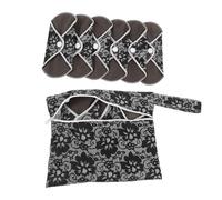 COOPHYA 6 Pcs Washable Menstrual Napkins Bamboo Menstrual Pad with Button Design Comfortable Touch Premium Fabric Charcoal Fiber Printing Design for Medium Flow Daily Use Random Color