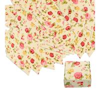 COOPHYA 60pcs Kraft Paper Square Boxes 6.5x6.5x3cm with Yellow Peony Pattern for Handmade Soap Jewelry Cosmetic Packaging Bulk Wrapping Party Containers