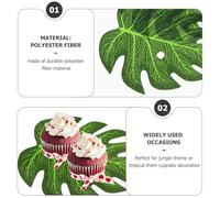 COOPHYA 60pcs Tropical Monstera and Palm Leaf Cupcake Toppers, Mini Turtle Shell Fabric Decorations for Hawaiian Luau Jungle Birthday Party Supplies