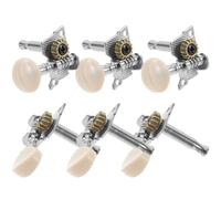 COOPHYA 6pcs Acoustic Guitar Tuning Pegs Set, Silver with White Buttons, Open Gear Single Hole Tuners, 3 Left and 3 Right for Beginner Guitarists, Acoustic Guitar Accessories for Precise