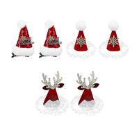 COOPHYA 6pcs Christmas Hat Hair Clips with Santa Shape Design, Cloth and Alloy Material, Adorable Appearance, for Proms and Daily Wearing, Festive Costume Decoration and Performance