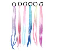 COOPHYA 6Pcs Colorful Ombre Braid Hair Extensions Ponytail Holders Set with Gradient Blue, Purple, Pink, Yellow for Hair Accessories