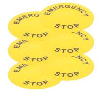 COOPHYA 6pcs Emergency Stop Button Labels Safety Sign Labels Yellow Pvc Sturdy Fade Resistant Simple Installation for Mechanical Equipment and Electronic Devices