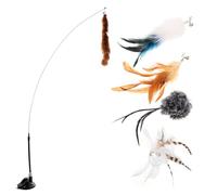 COOPHYA 6pcs Fixed Suction Cup Cat Teaser with Bells Interactive Plastic Feather Wand for Indoor Cats and Kittens and Unleashes Natural Instincts