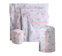 COOPHYA 6pcs Mesh Wash Bags for Washing Machine, Polyester Laundry Bags with Zipper, Protect Clothes from Snagging and Deformation, Printed Pattern, Suitable for Delicate Garments