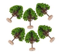 COOPHYA 6pcs Miniature Street Trees for Dollhouse and Architecture Models Realistic Plastic Fake Trees with Base for Microlandscape and Craft Projects