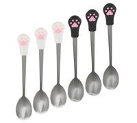 COOPHYA 6pcs Stainless Steel Pet Food Spoon Set for Cats and Dogs, Portable and Easy Cleaning Feeding Scoops for Wet Food, for Use at Home Or on The Go