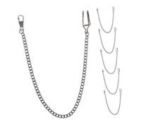 COOPHYA 6Pcs Vintage Alloy Pocket Watch Chains Set, Gunmetal Black Classic Fob Accessories for Business Meetings, Weddings, and Collectors, Pocket Watch Chain Replacement and Necklace