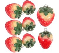 COOPHYA 8pcs Resin Strawberry Charms for DIY Necklace Earrings and Bag Accessories, Cute Fruit Pendants for Crafting and Handmade Jewellery Projects Random Color