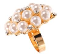 COOPHYA Adjustable Open Pearl Ring for Women Chic Fashion Jewelry Alloy Material Wear-resistant Simple Cute Accessory for Daily Parties Weddings