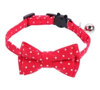 COOPHYA Adjustable Red Cotton Bow Tie Dog Collar with Bell, Skin-friendly and Comfortable Small Collars for Dogs and Cats, for Pet Parties and Special Days