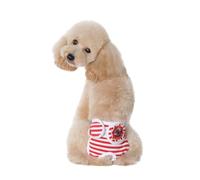 COOPHYA Adjustable Stripe Pattern Dog Physiological Pants for Female Dogs Breathable Pet Diapers Comfortable Sanitary Protection S Red
