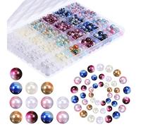 COOPHYA Assorted Color Pearl Beads for Jewelry Making 4mm to 10mm Size Variety Plastic Beads with Holes Large Quantity 1890 Pieces Box Suitable for Home Decor and Crafting
