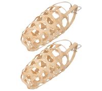 COOPHYA Bamboo Parrot Foraging Basket Practical Khaki Bird Feeding Basket with Hanging Hook Design 2pcs Suitable for Parrot and Bird Use, Can be Hung in Many Occasions