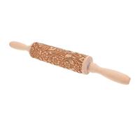 COOPHYA Beech Wood Embossed Rolling Pin for Dough and Pastry with Floral Pattern, 3D Engraved Rolling Pin for Baking Cookies, Pie Crust, and Fondant - Kitchen Tool for Home and Wedding