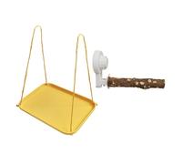 COOPHYA Bird Shower Perch with Suction Cup and Droppings Tray, Natural Wood Texture, Designed for Parrots and Conures, Suitable for Indoor and Outdoor Settings
