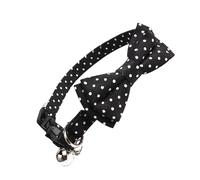 COOPHYA Black Polka Dot Bow Tie Cat Collar with Bell, Comfortable Cloth Pet Accessory for Dogs and Cats, Stylish Bow Shape, for Photo Prop and Everyday Use