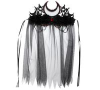 COOPHYA Black Vintage Gothic Crown Headband with Mesh Veil, Elastic Comfortable Material, for Halloween Decoration and Theme Parties, Unique Design Cosplay Hair Accessory