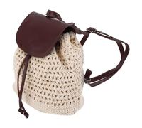 COOPHYA Boho Crochet Beach Backpack for Women with Hollow Knit Design and Large Capacity, Polyester Pu Material Drawstring Shoulder Bag for Everyday Use and Commuting