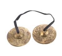 COOPHYA Brass Finger Cymbals Bands, Small Hand Percussion Zills Instrument for Dance, Yoga, and Party, Golden Mini Spiritual Bells for Practice and Children