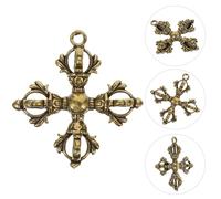 COOPHYA Brass Vajra Pendant Keychain Ornament Cross Shaped Miniature Buddhist Decoration for Hanging DIY Craft Accessory with Reserved for Easy Attachment Multipurpose Religious Souvenir