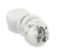 COOPHYA Ceramic 5-layer Stackable Painting Palette with Lid, Large Porcelain Watercolor and Gouache Mixing Tray for Traditional Chinese Painting, Orchid Pattern, Sturdy Creative Art Supply