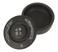COOPHYA Chinese Inkstone Covered Painting Inkwell Retro Stone Material Black Not Easy to Wear and Tear Practical in Use Decoration for Your Desk Suitable for Friends Who like Calligraphy