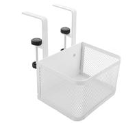 COOPHYA Clip-on under Desk Drawer Organizer Basket, Small White Clamp Storage Box for Office Cable Management and Desktop Accessories, under Desk Shelf Storage for Home and School