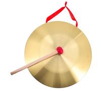 COOPHYA Copper Gong with Hammer 32cm Handheld Percussion Instrument for Flood Warning and Party Props, Portable Mini Gong Toy with Traditional Sound for Outdoor and Indoor Use Random Random Style