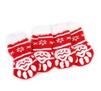 COOPHYA Cotton Socks to Keep Clean and Safe Non-slip Christmas Style Dog and Cat 4pcs Size S Red, Warm Pet Paw Protectors against Ice and Snow