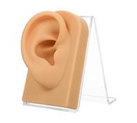COOPHYA Countertop Soft Silicone Ear Model with Acrylic Base Flexible Right Ear Display for Earring Accessories and Piercing Practice for Jewelry Training