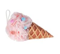 COOPHYA Cute Ice Cream Cone Shaped Bath Loofah Sponge and Adults, Lightweight Portable Pe Material Shower Ball Body Scrubber for Home and Outdoor Bathroom Accessories