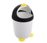 COOPHYA Cute Penguin Mini Trash Can with Lid Small Lightweight Plastic Desktop Waste Basket for Kitchen and Office Encourages Habits Easy to Clean Compact Design
