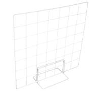 COOPHYA Desktop White Metal Wire Grid Photo Display Rack Small Base 35x35cm, Mesh Panel Art Showcase for Jewelry and Retail Tabletop Organizer
