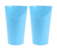 COOPHYA Dysphagia Drinking Glasses Nosey Cup 2Pcs with Spill Proof Design for Elderly Feeding Adult Sippy Cups Blue Plastic Mug Bedside Use