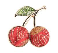 COOPHYA Elegant Red Cherry Brooch for Women, Vintage Style Copper and Brocade Embroidery Pin, Comfortable Wear and Versatile Clothing Accessory for Occasion