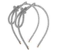 COOPHYA Elegant Rhinestone Hair Accessories for Women, 2pcs Sparkly White Bow Headbands, Comfortable and Stylish Hairbands for Variety of Occasions and Daily Wear