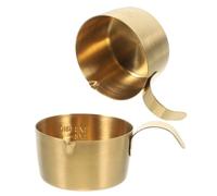 COOPHYA Espresso Measuring Cups Mini Milk Frothing Pitchers Stainless Steel 2pcs with Spout and Scale Golden Colour for Coffee Shots, Versatile Use for Home and Office
