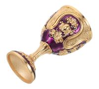 COOPHYA European Style Gold Purple Metal High Footed Goblet Vintage Mini Liqueur and Martini Drinking Cup Decorative Altar and Communion Shot Glass for Home Bar and Ritual Use