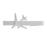 COOPHYA Fashion Tie Clip with Silver Tone and Airplane Accent - Men's Minimalist Necktie Clips - Costume Pinch Clamps for Formal Suits and Banquets