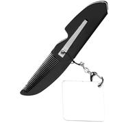 COOPHYA Foldable Fine Tooth Comb Keyring with Small Square Mirror for Men Beard and Mustache Grooming Portable Travel Pocket Comb Set