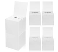 COOPHYA Foldable Paper Voting Boxes Ballot Boxes 6 Pcs with Semi-circular Opening and Safe to Use Design , White Cardboard for Raffle Tickets and Donation Collection