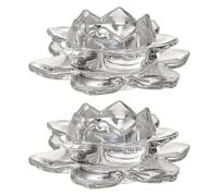 COOPHYA Glass Lotus Candle Holders Candleholder Container 2pcs Decorative Elegant Crystal Lotus Flower Candle Stand for Desktop Decor and Restaurant Use