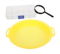 COOPHYA Gold Panning Sieve Pan and Mesh Filter Pan Set with Magnifier for Boys and Girls and Beginners, Small Gravity Mining Tool for River Sand Prospecting and Gold Sifting in Outdoor